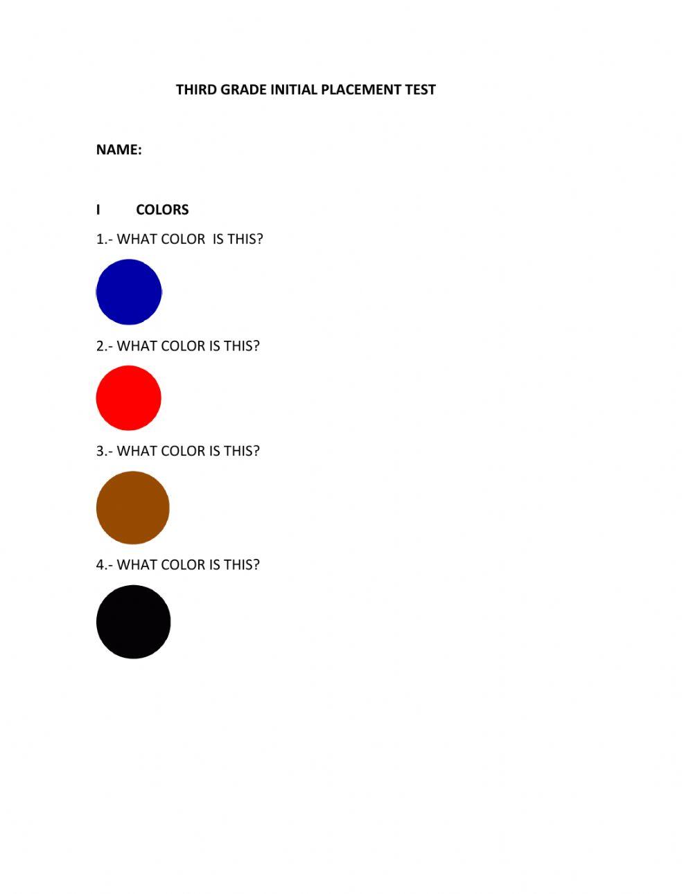 THIRD GRADE INITIAL PLACEMENT TEST