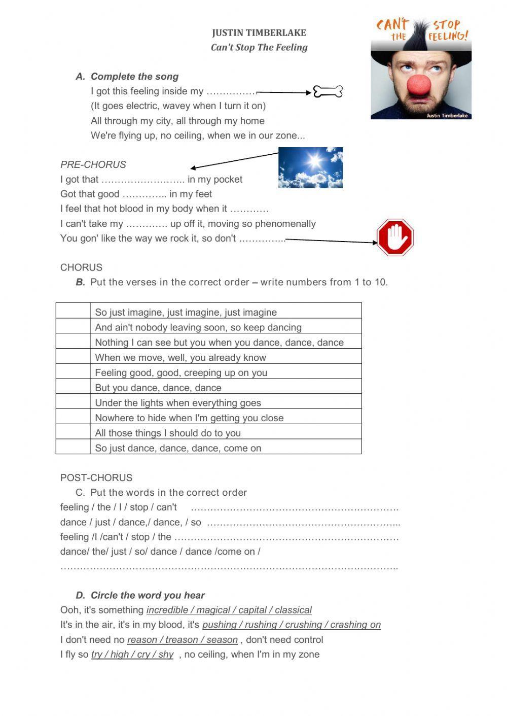 Cant stop the feeling