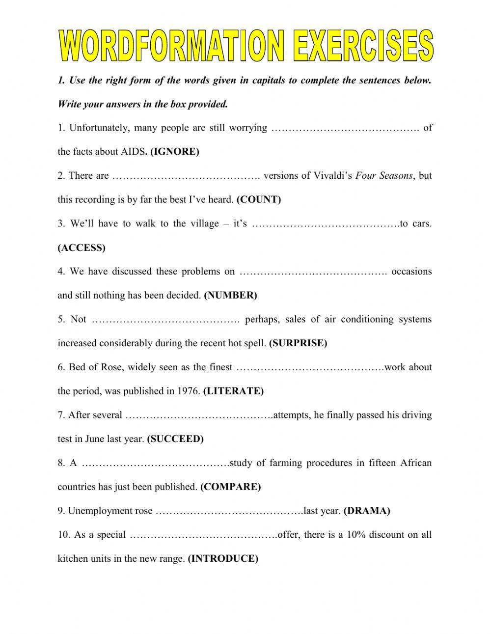 Wordformation exercises