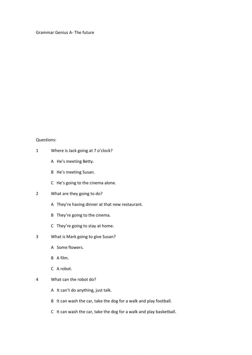 Grammar Genius 1 Unit 10 The future