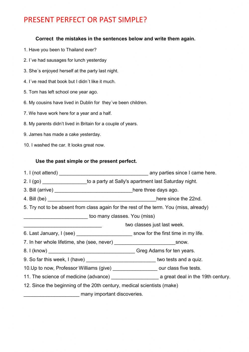 past simple vs present perfect