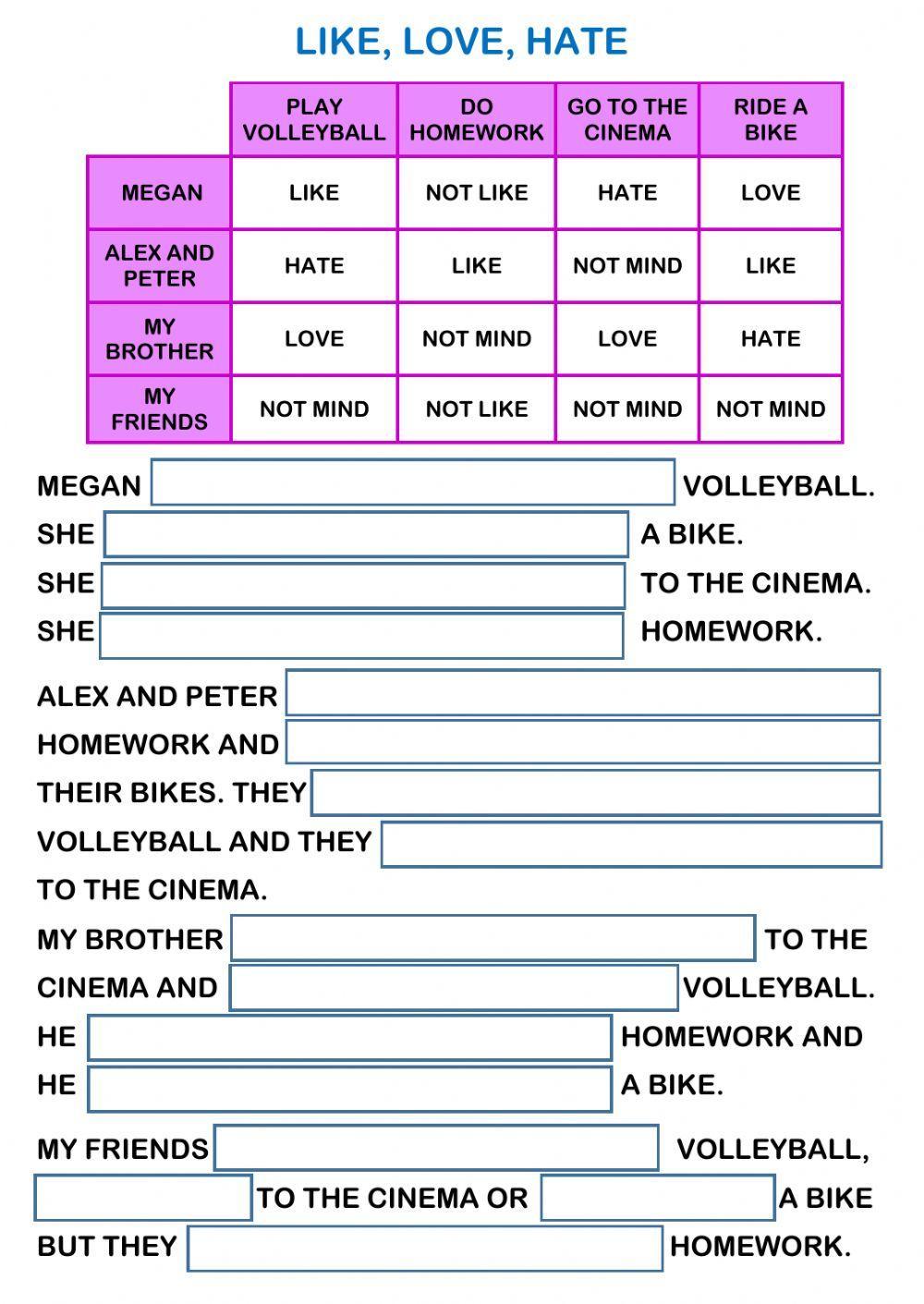 45218 like love hate englishtime liveworksheets