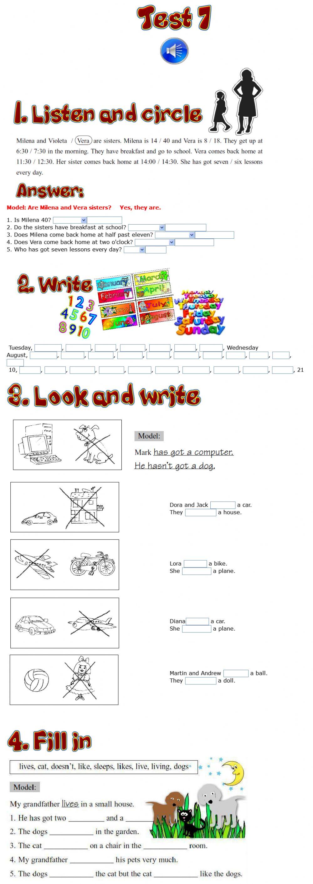 Test 7 for the 3rd grade Test 7 for the 3rd grade