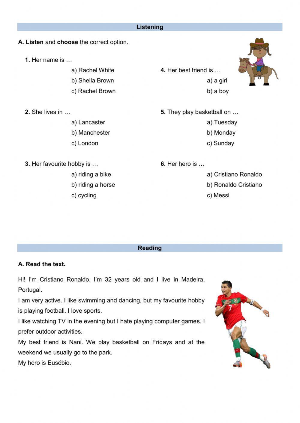 Evaluation test with hobbies