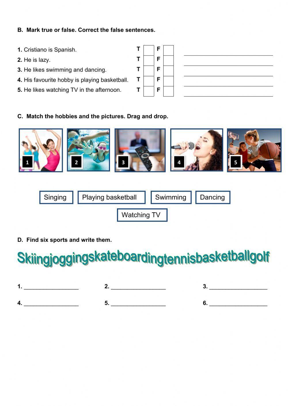 Evaluation test with hobbies