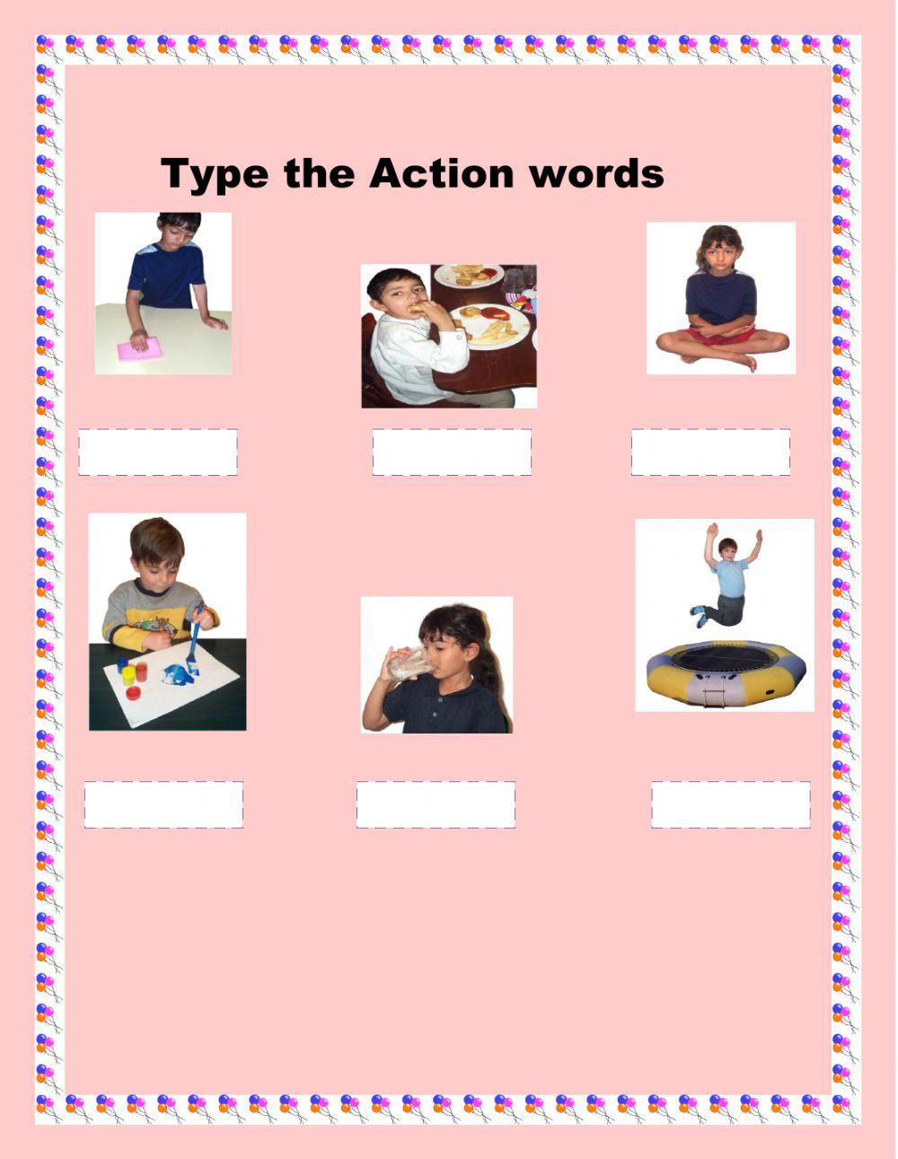 Type the Action words