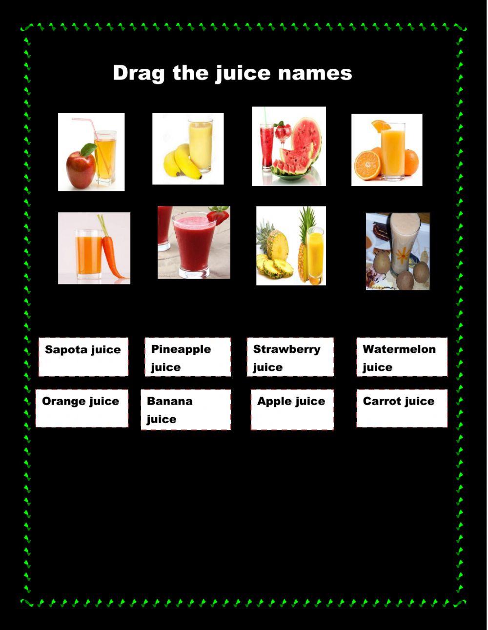 Drag the juice names