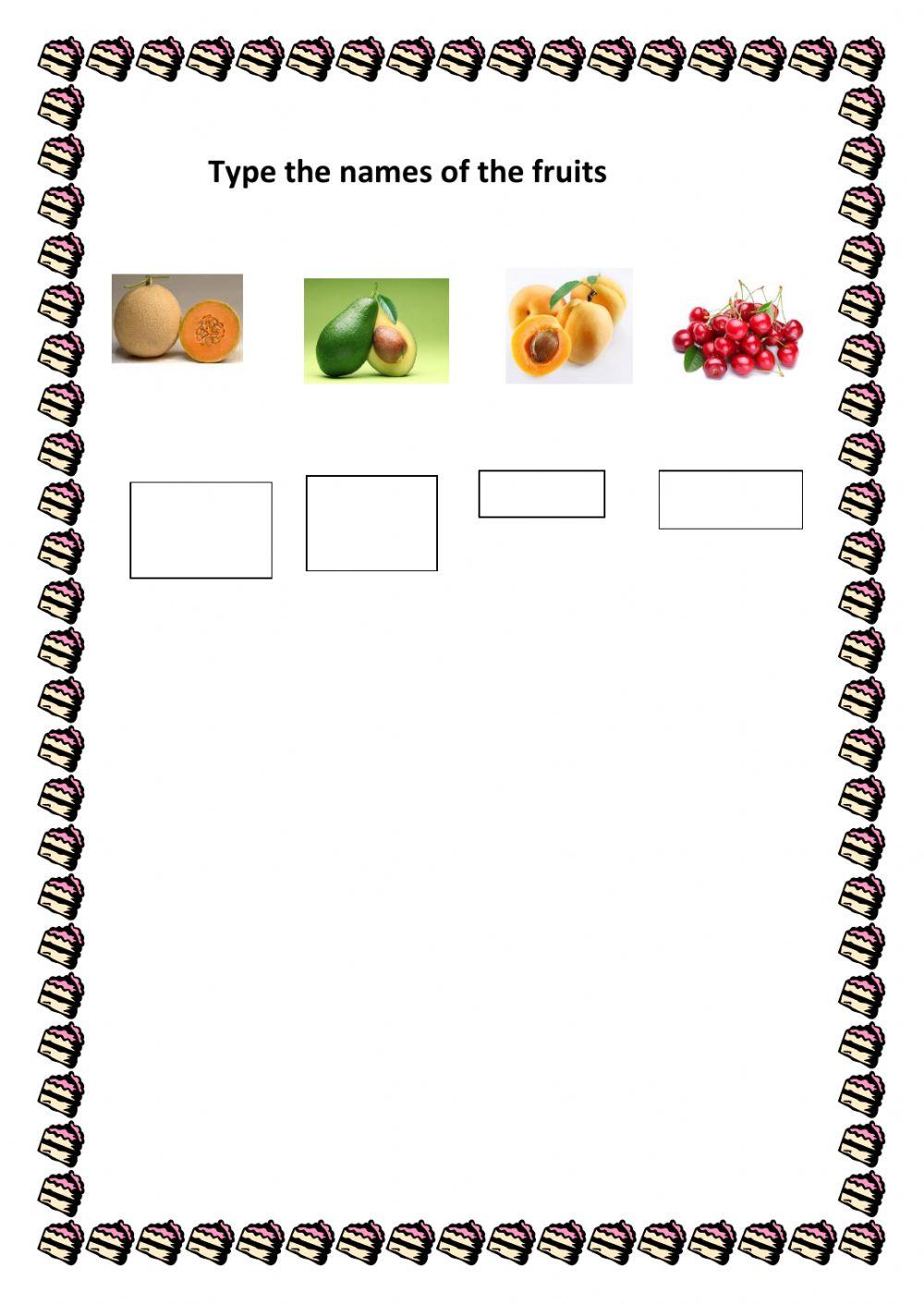 type the names of the fruits