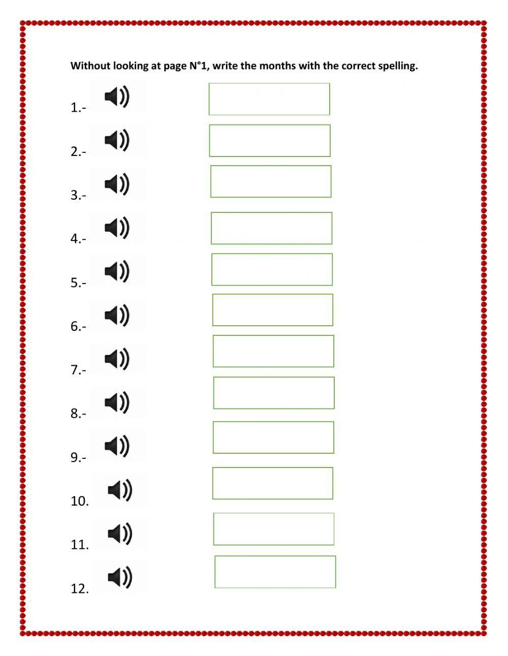 SPELLING MONTHS OF THE YEAR