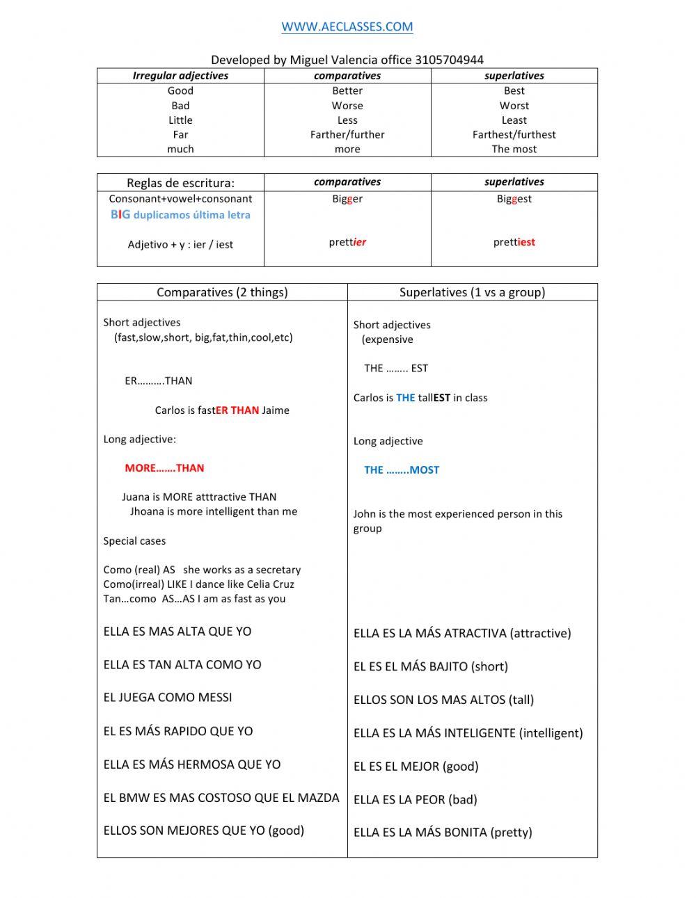 COMPARATIVES AND SUPERLATIVES PDF COMPARATIVES AND SUPERLATIVES PDF