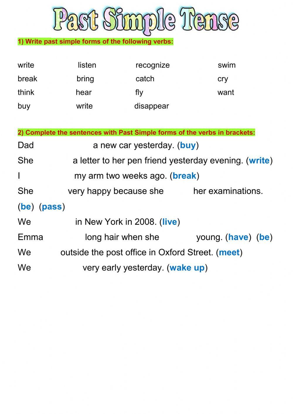 Past Simple Tense Past Simple Tense