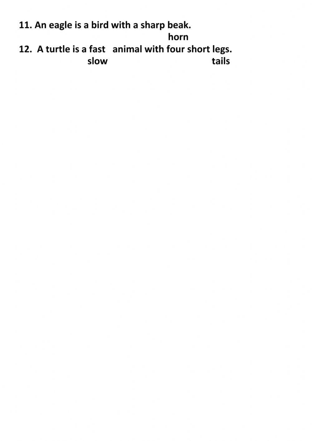 Animals and their body parts