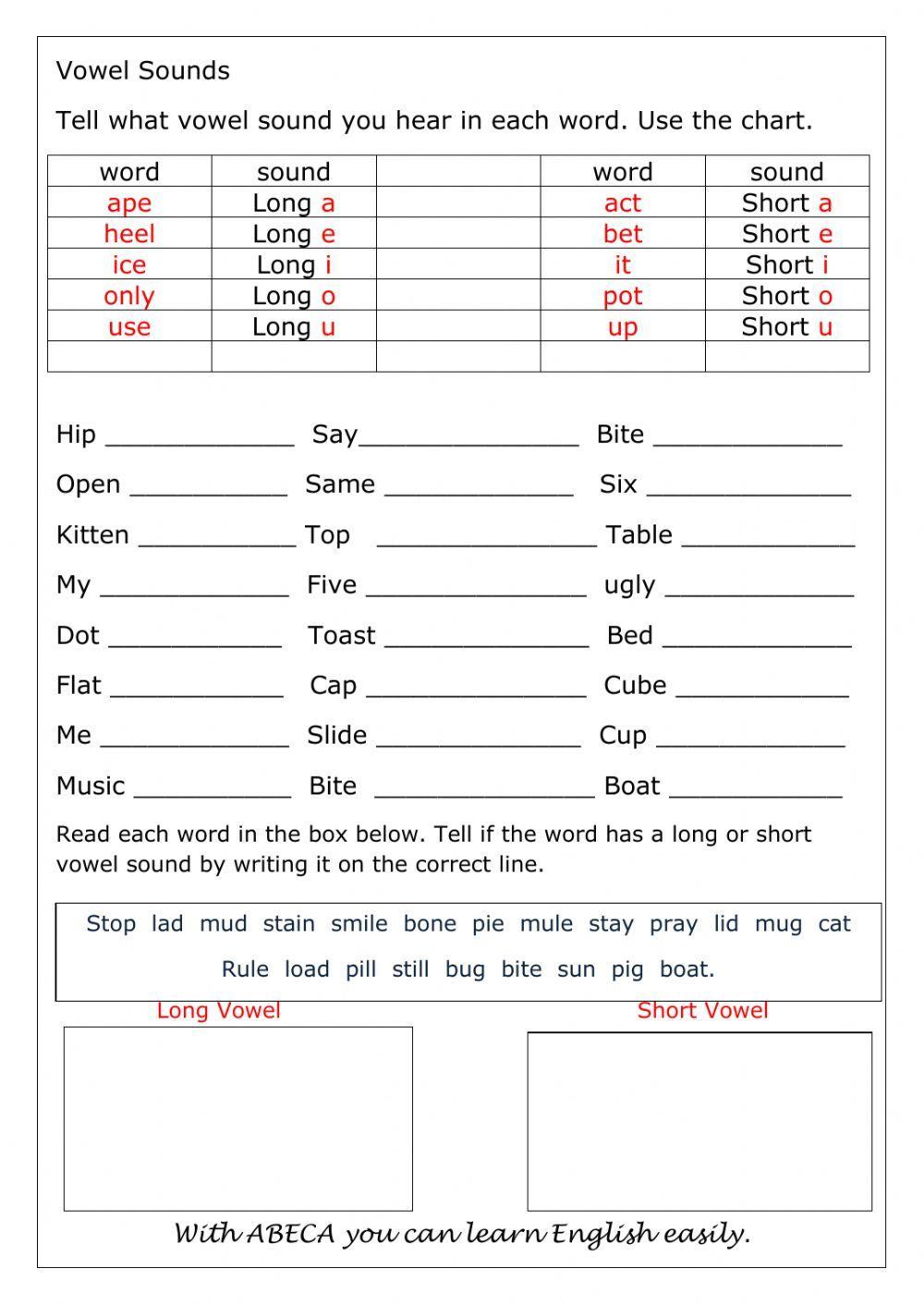 Long and short vowels