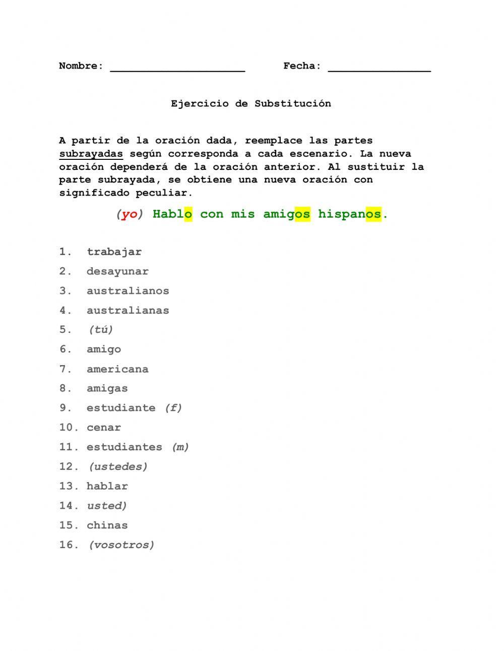 Ejercicio de Substitución - 2