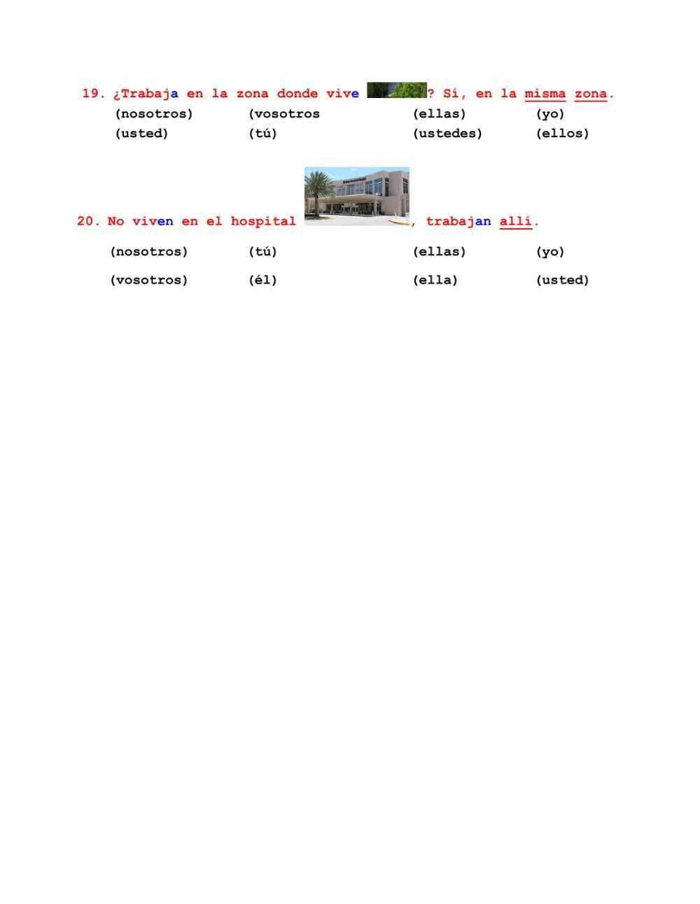 Conjugación del verbo - vivir- en presente