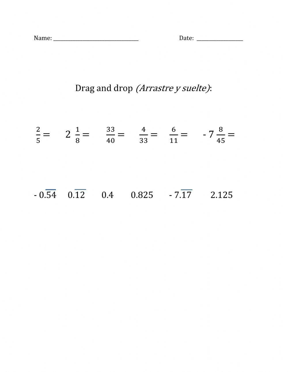 Fractions to decimals 2
