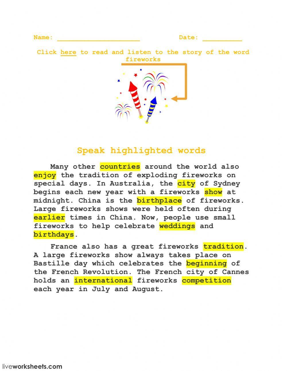 Word FIREWORKS and its story-6