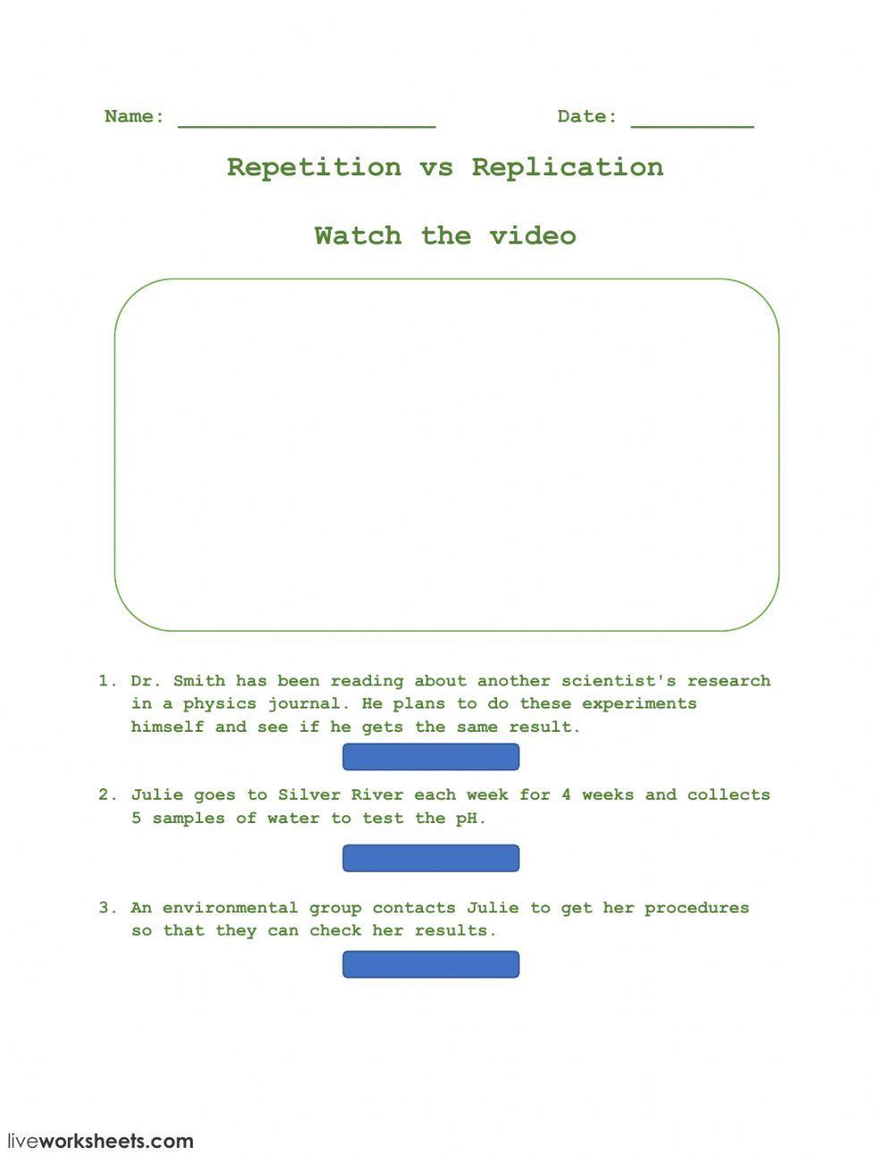 Repetition vs Replication
