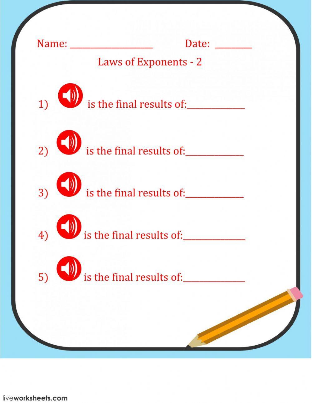 Laws of Exponents - 2