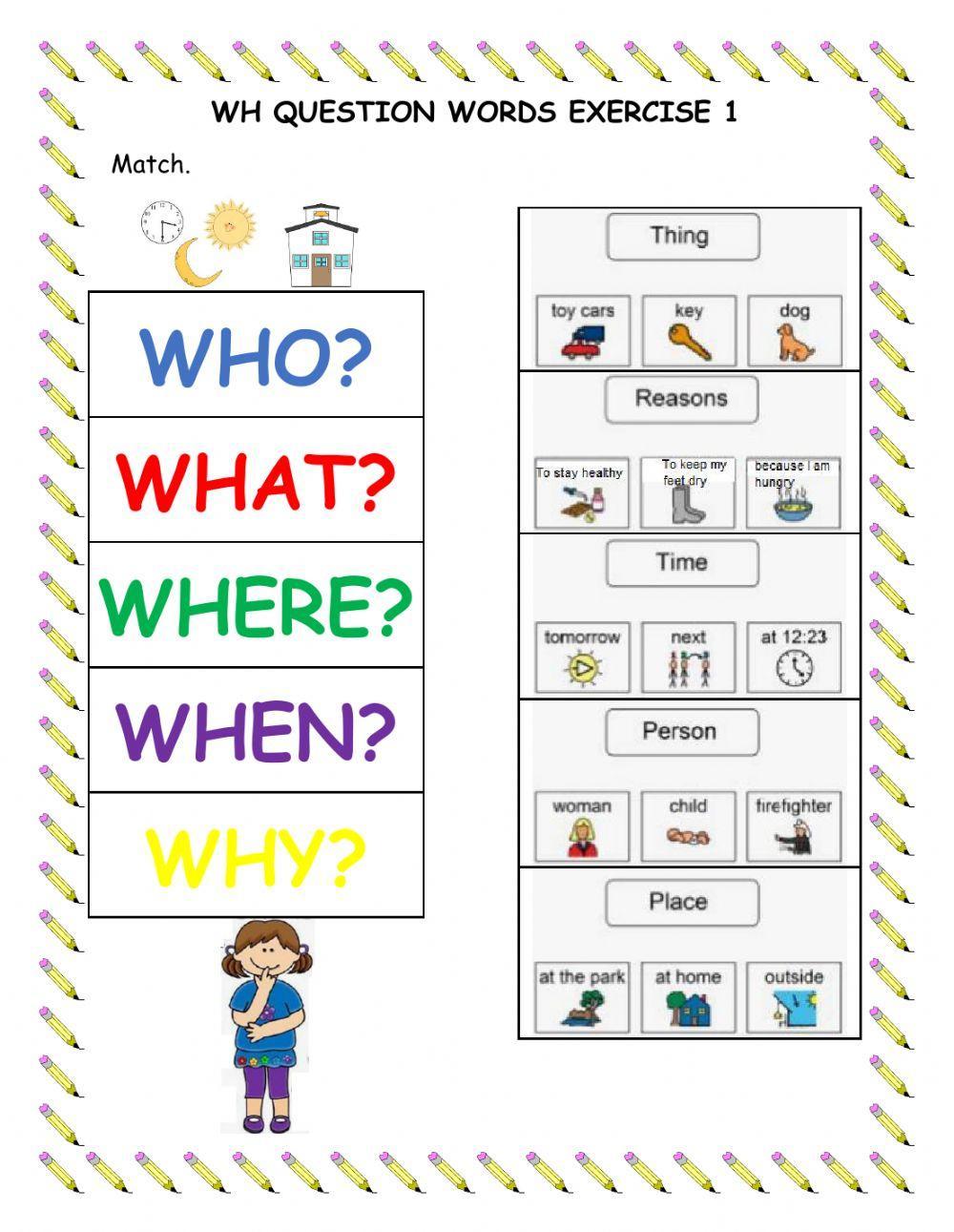 Wh Question Words Exercise 1