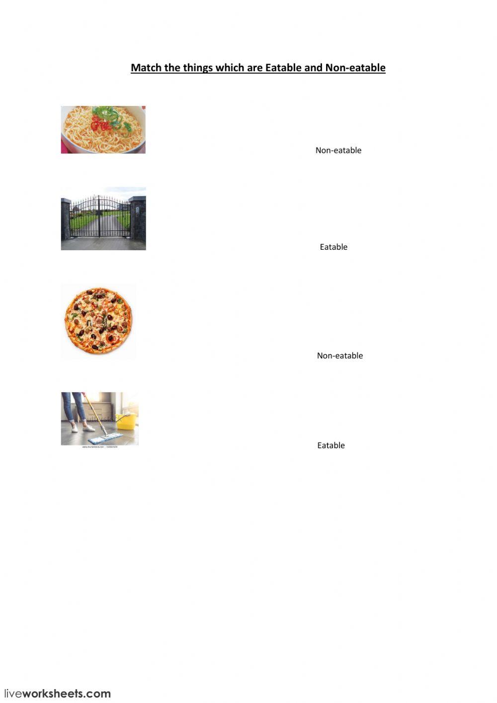 Eatable and non-eatable items 1