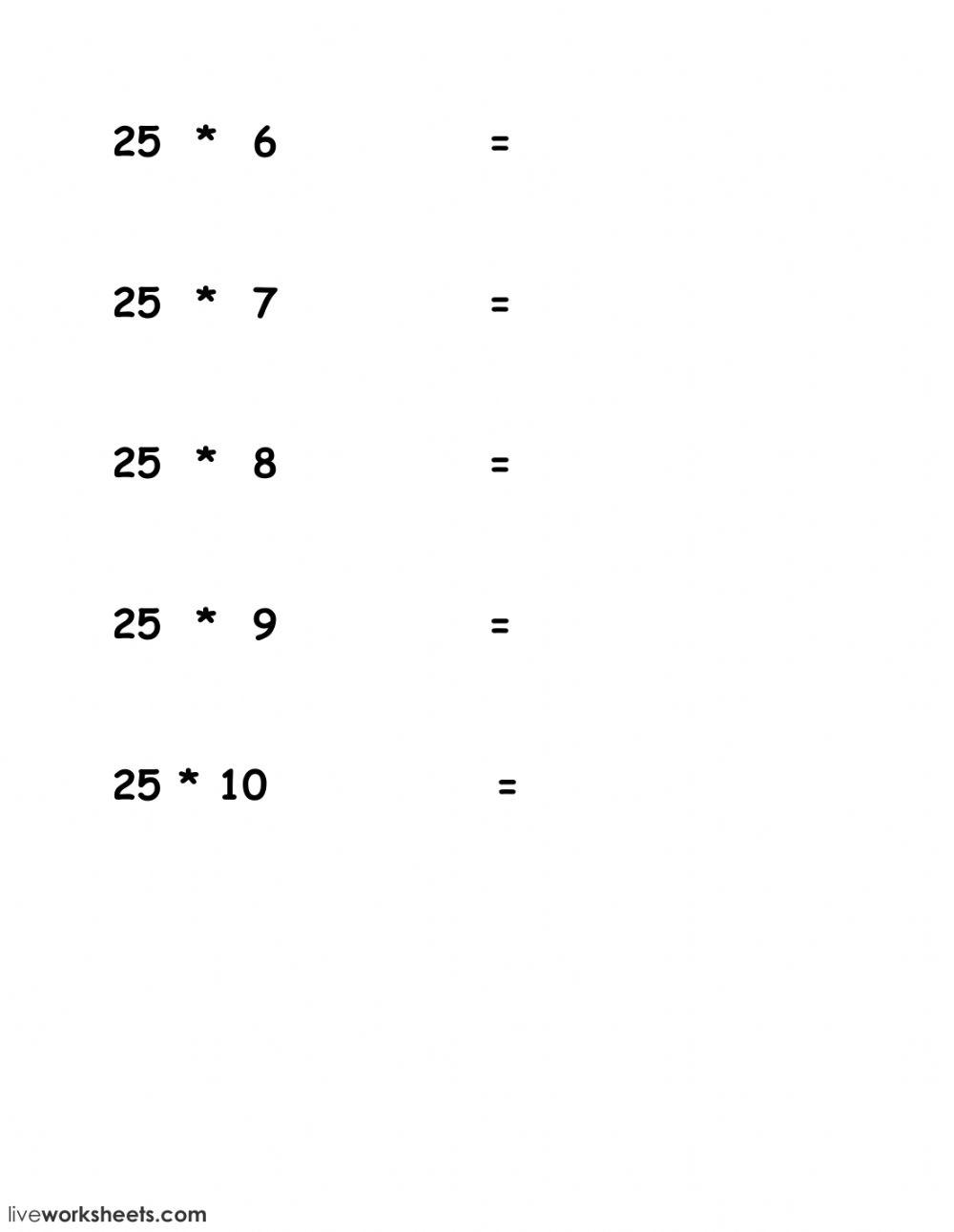 25 times table