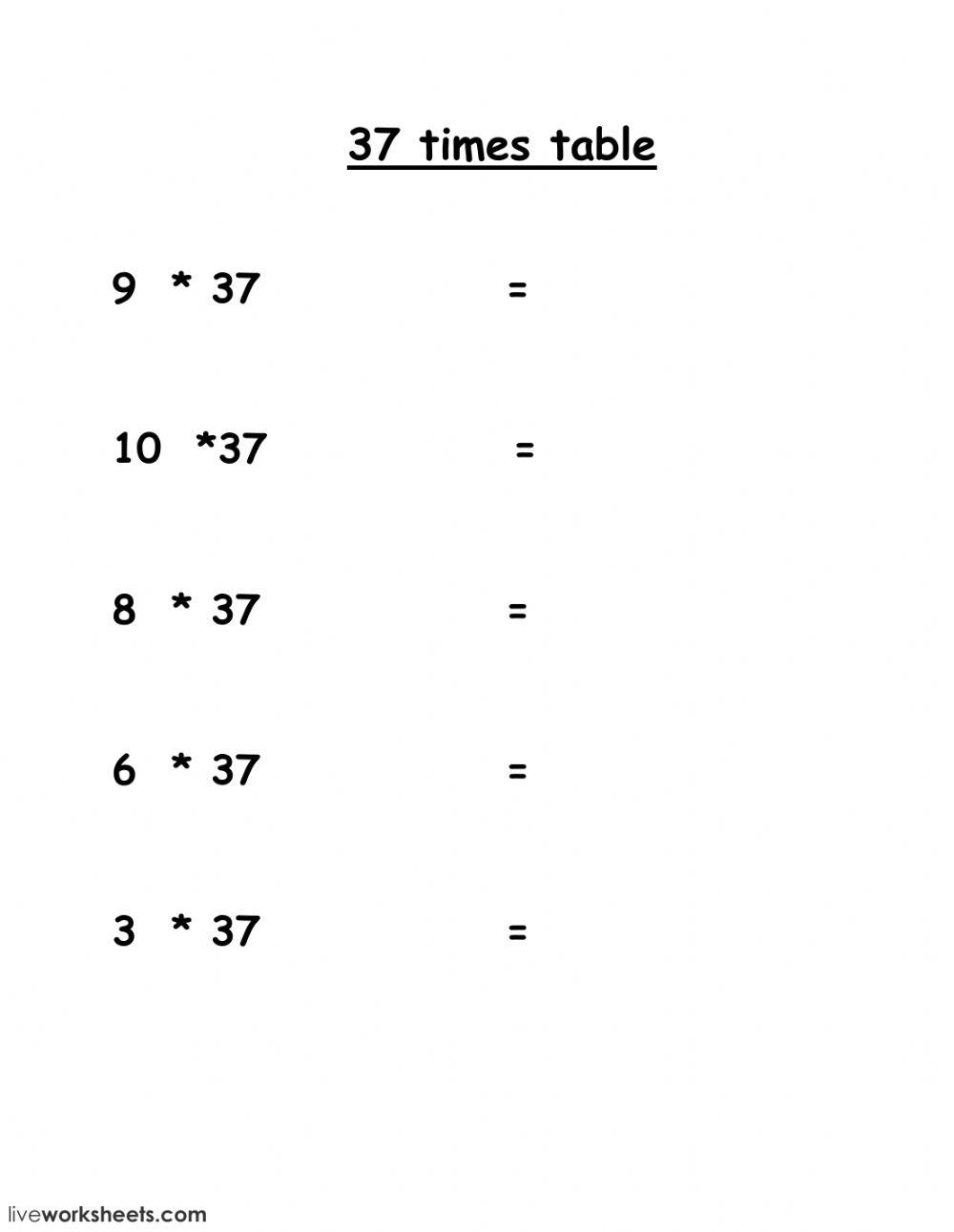 37 times table