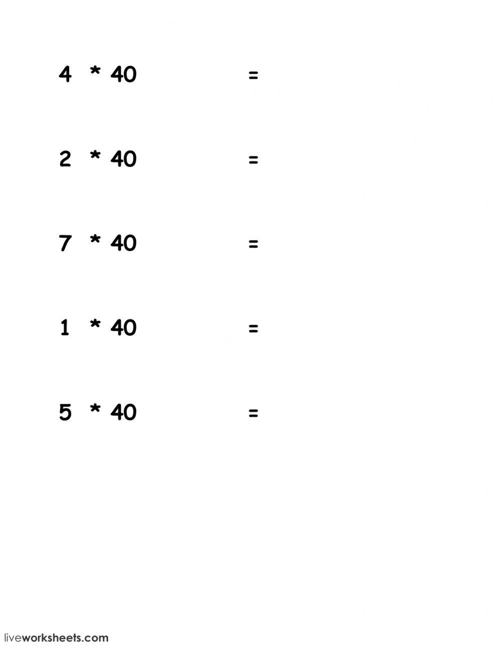 40 times table