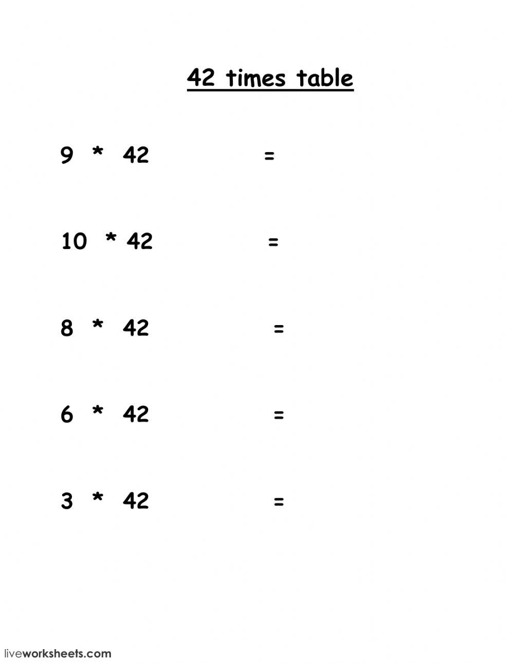 42 times table
