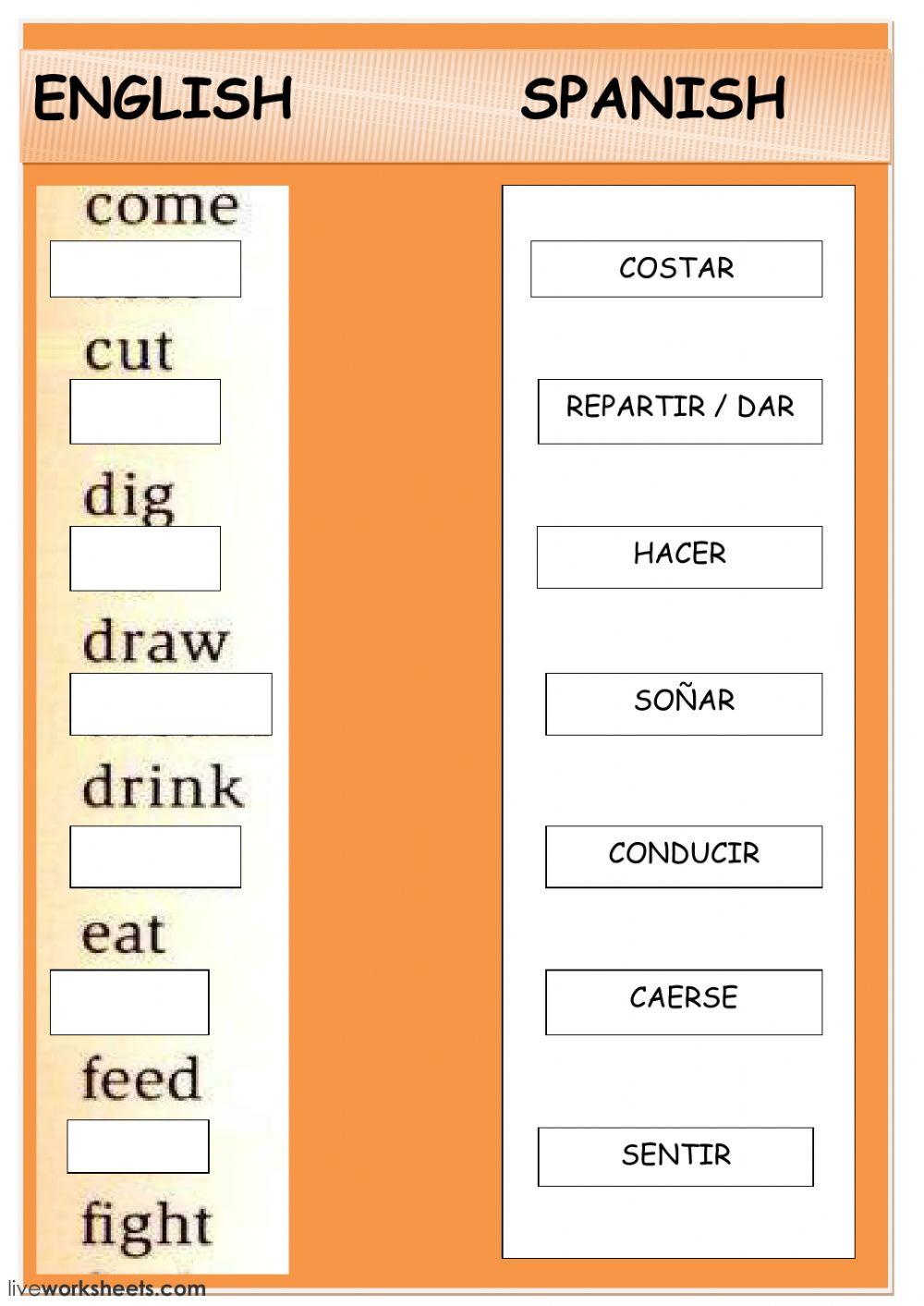 iregular verbs and Spanish translations