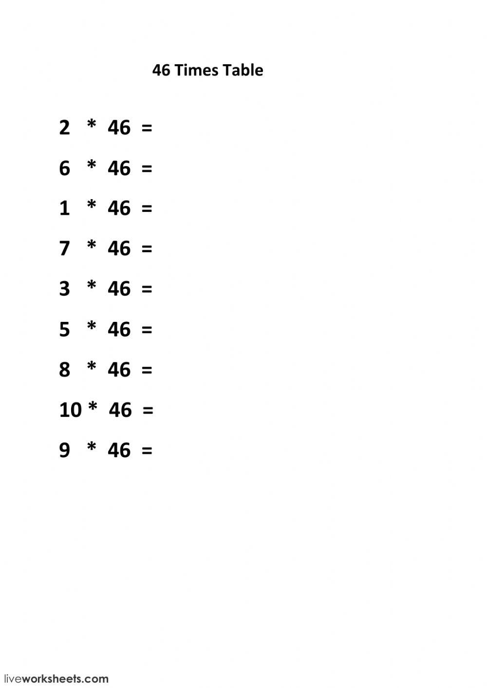 46 Times table
