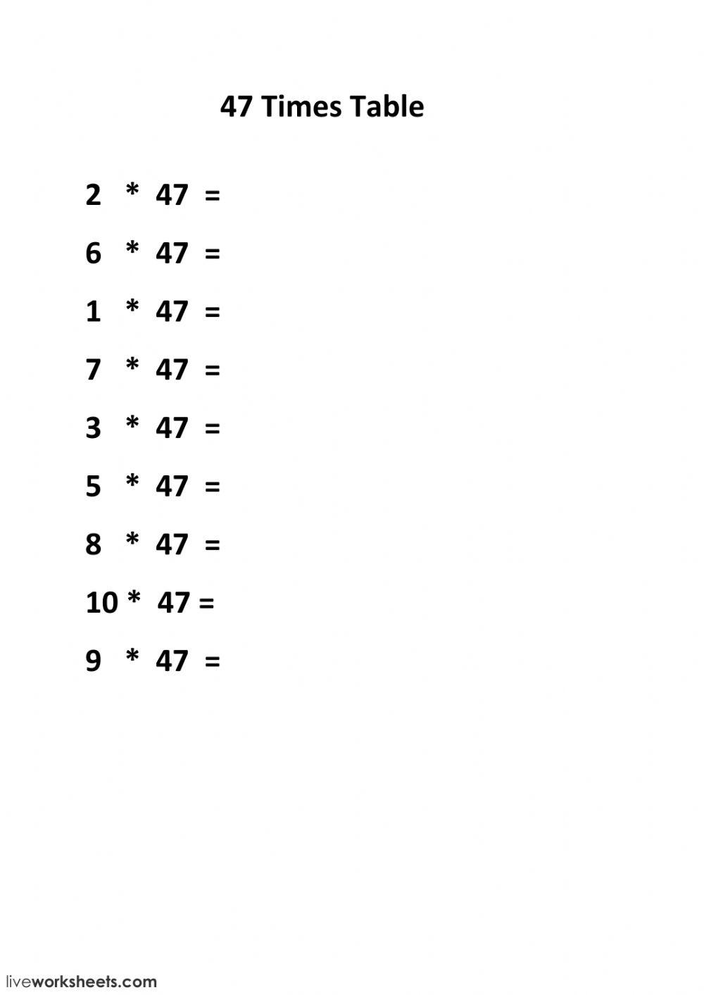 47 Times table