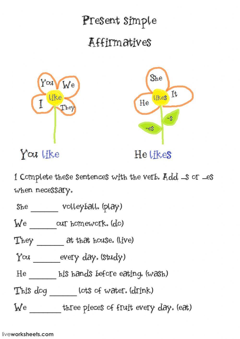 Present simple affirmatives Present simple affirmatives