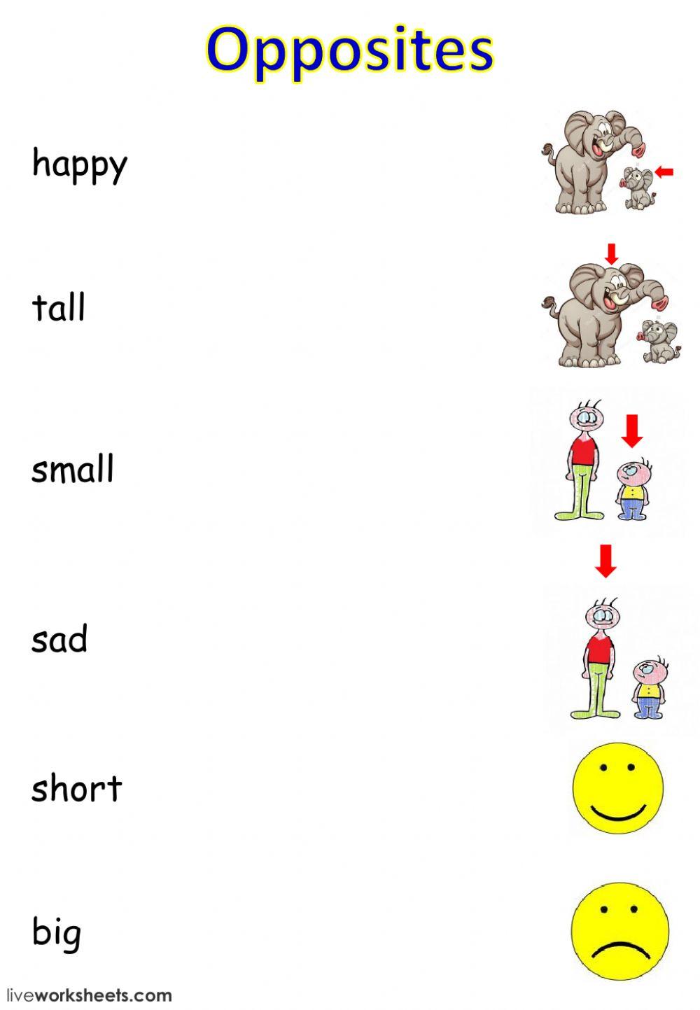 opposites 5390052 | Melissa Kalaf | Live Worksheets