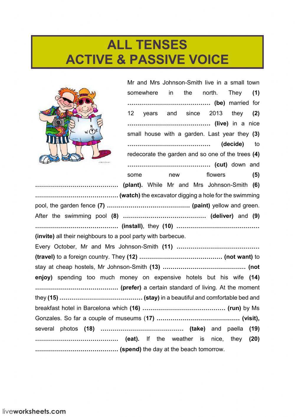 All tenses (active - passive voice) All tenses (active - passive voice)