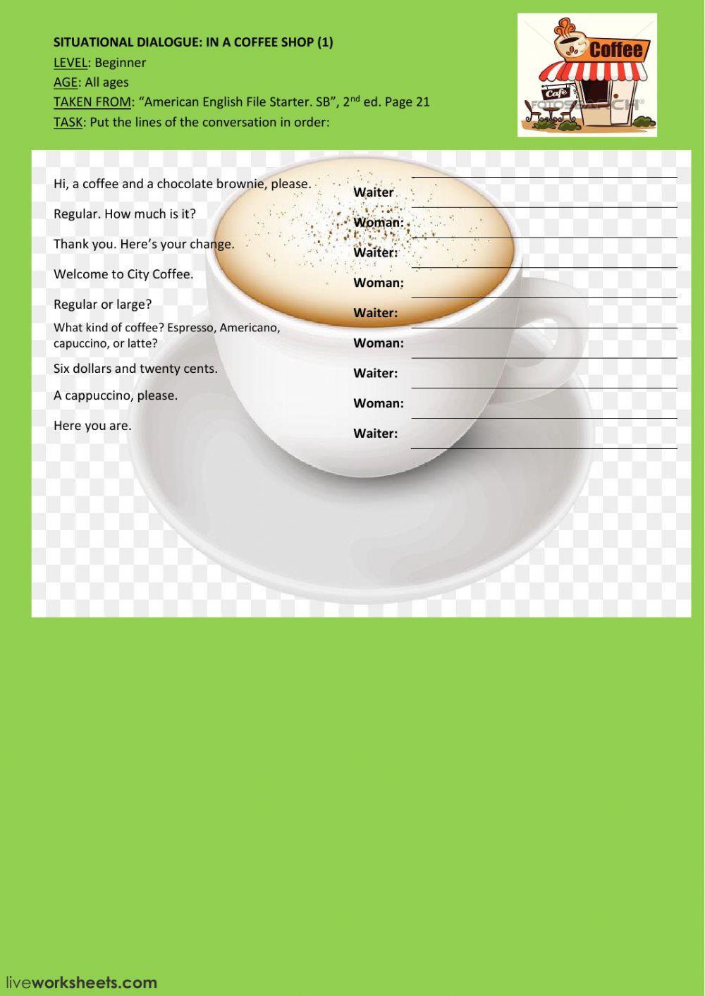 Situational dialogue: In a coffee shop