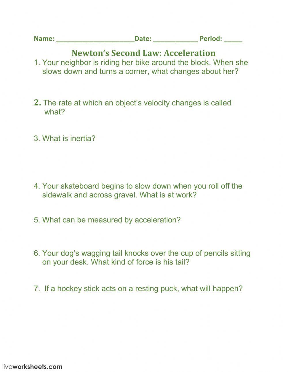 Newton’s Second Law: Acceleration