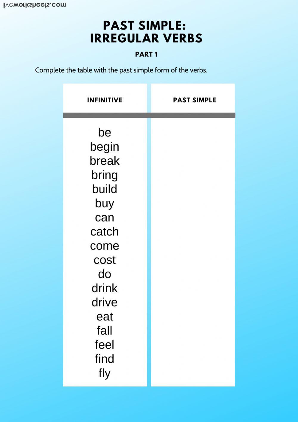 Irregular verbs: past simple