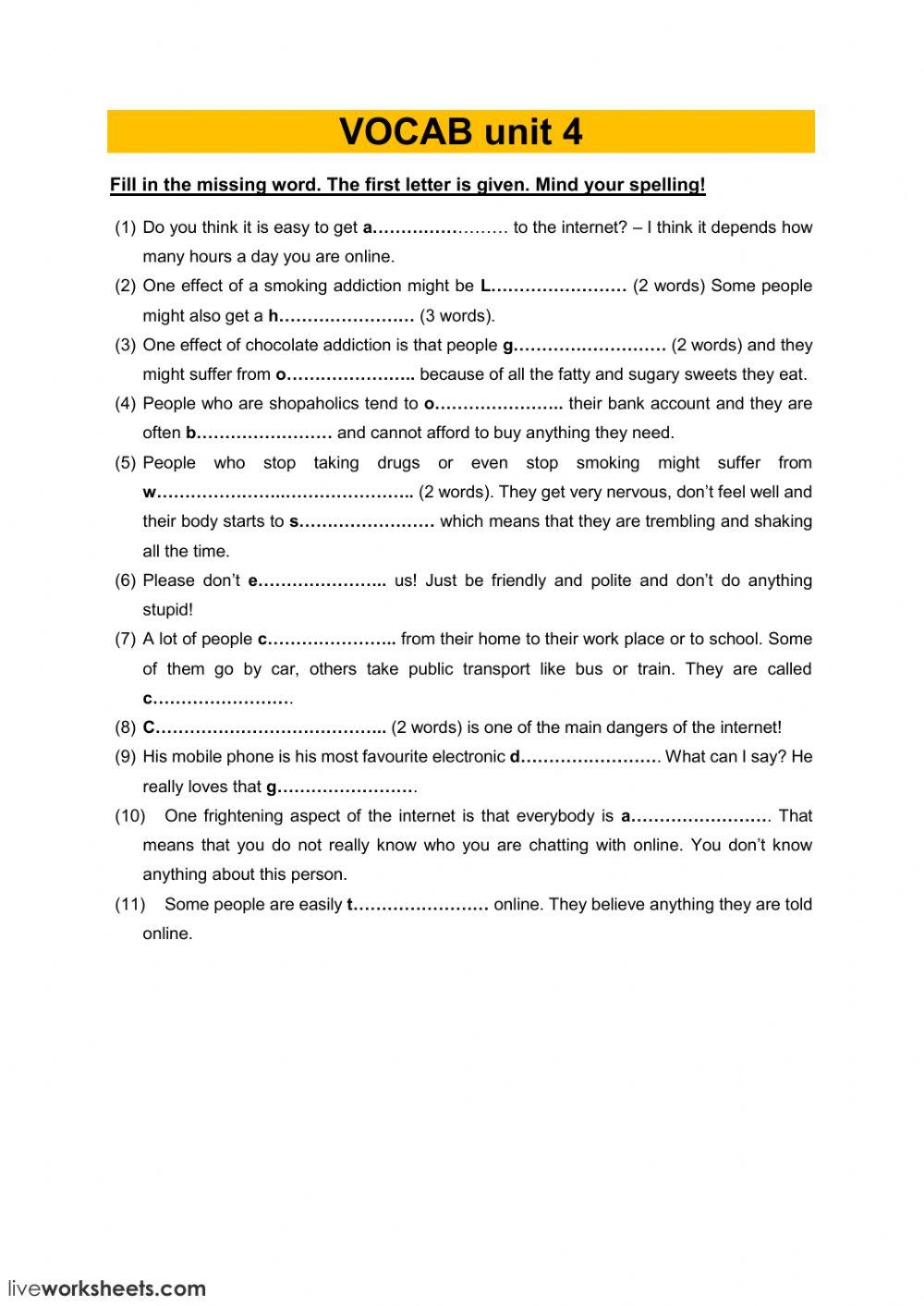 Vocabulary: addiction