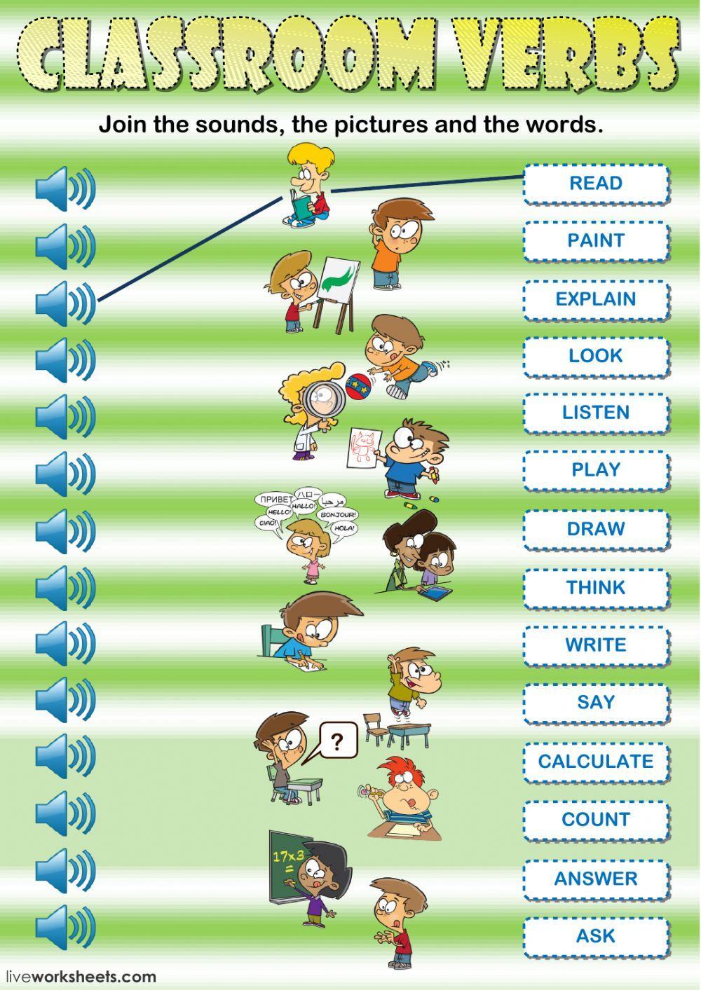 Classroom verbs - Listening and reading