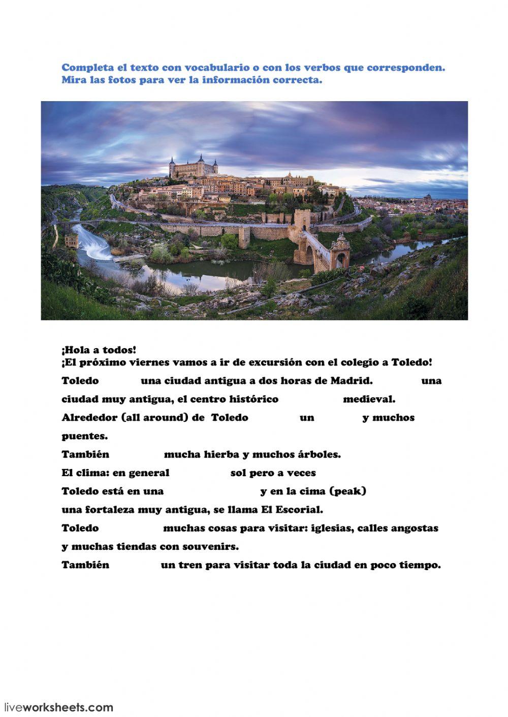 Excursión: práctica de verbos y vocabulario-sin ayuda