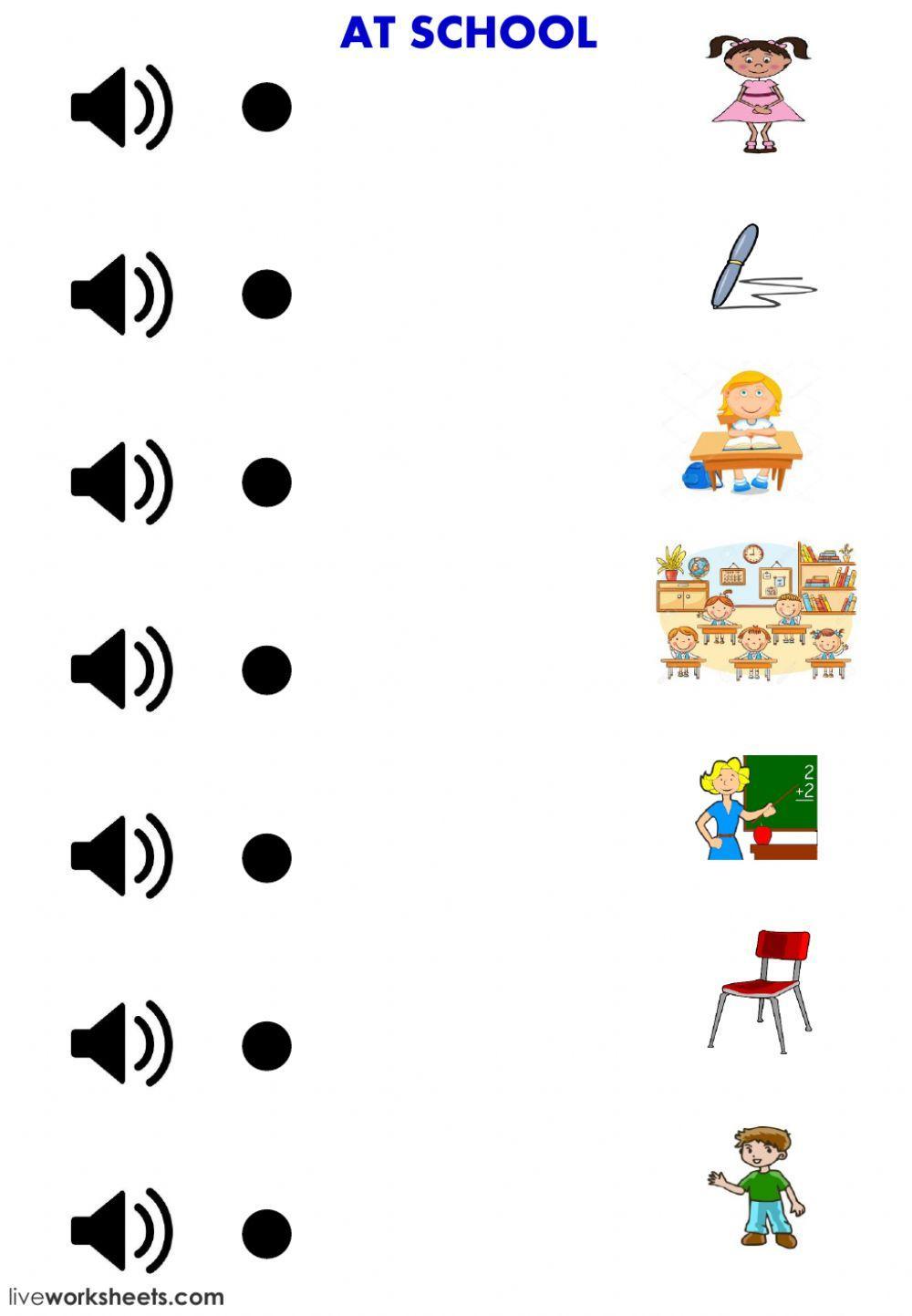 Letters a b e g p and school supplies