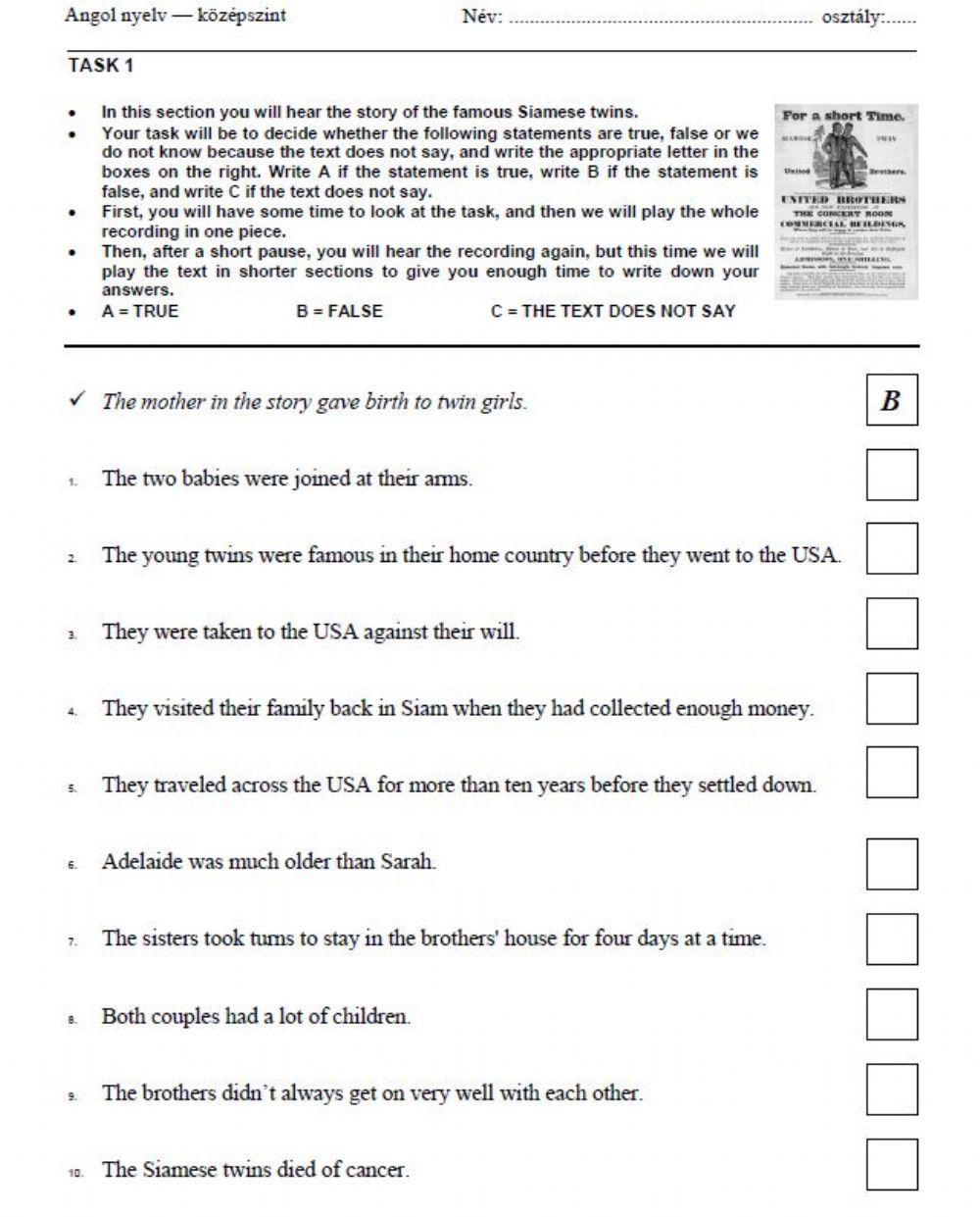 Matura exam, May 2012