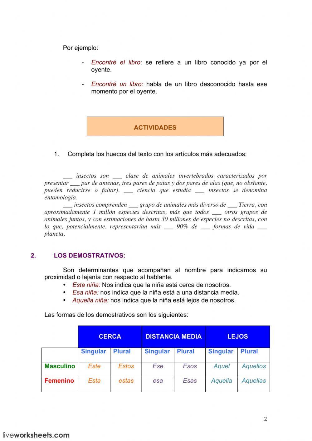 Artículos y demostrativos