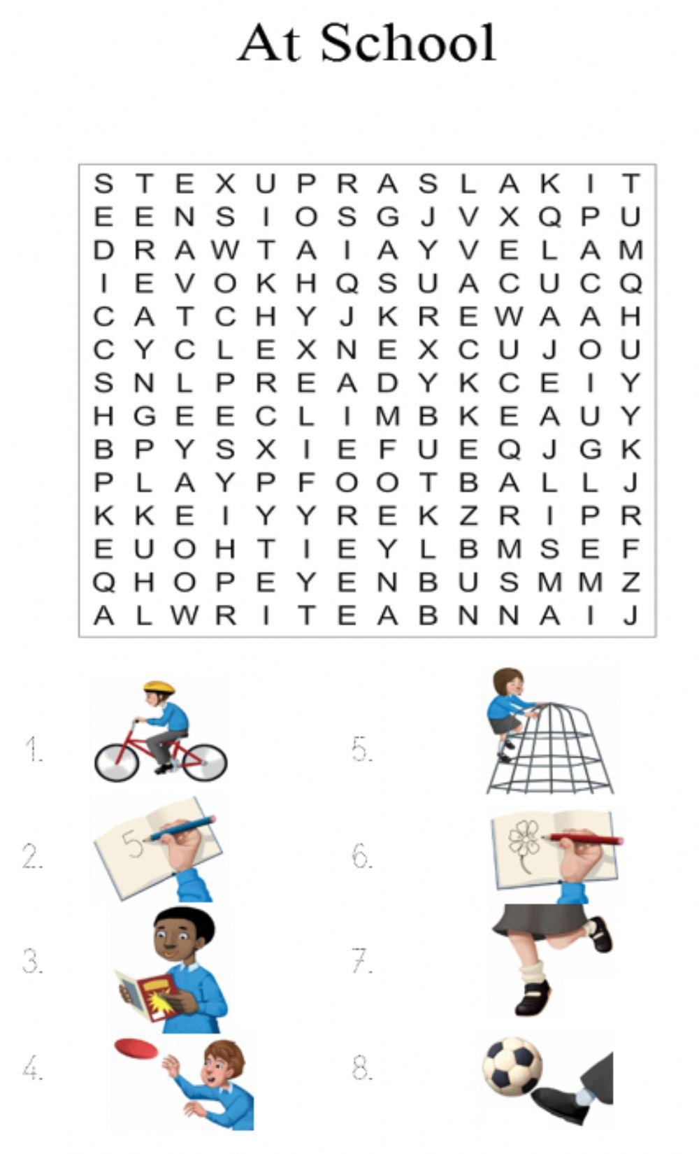At school. wordsearch