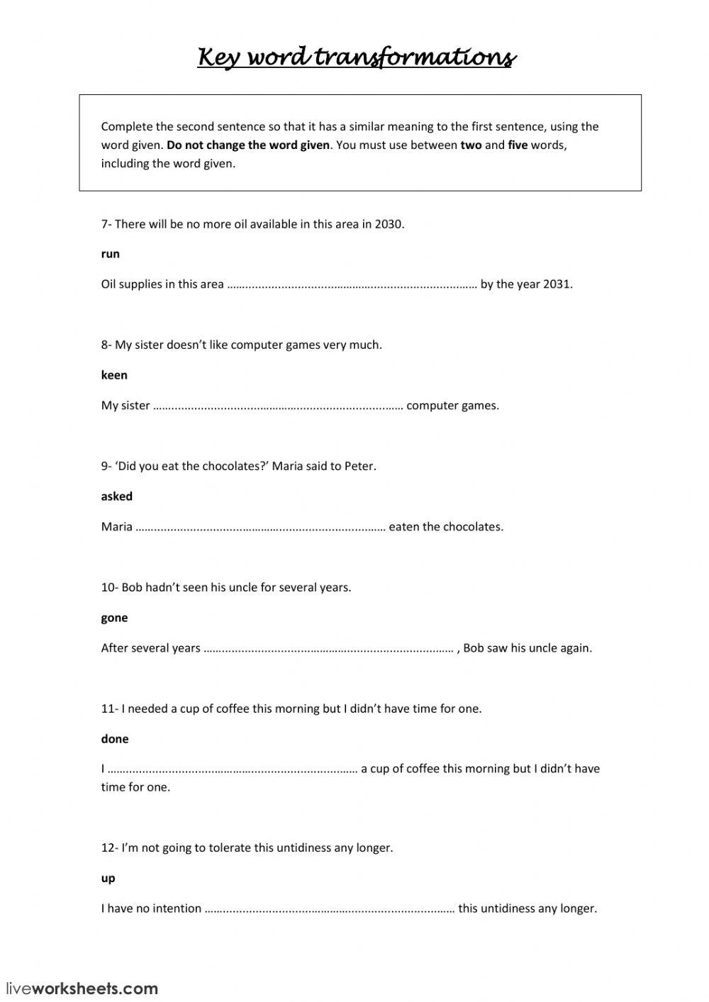 Key word transformations