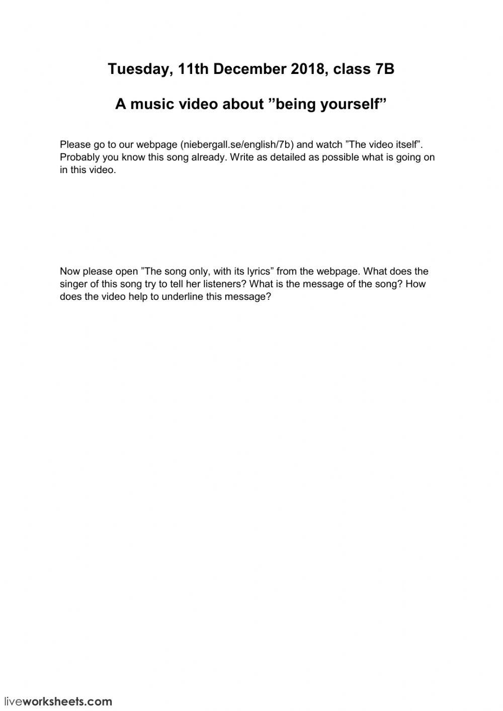 English 7B - Song about being yourself