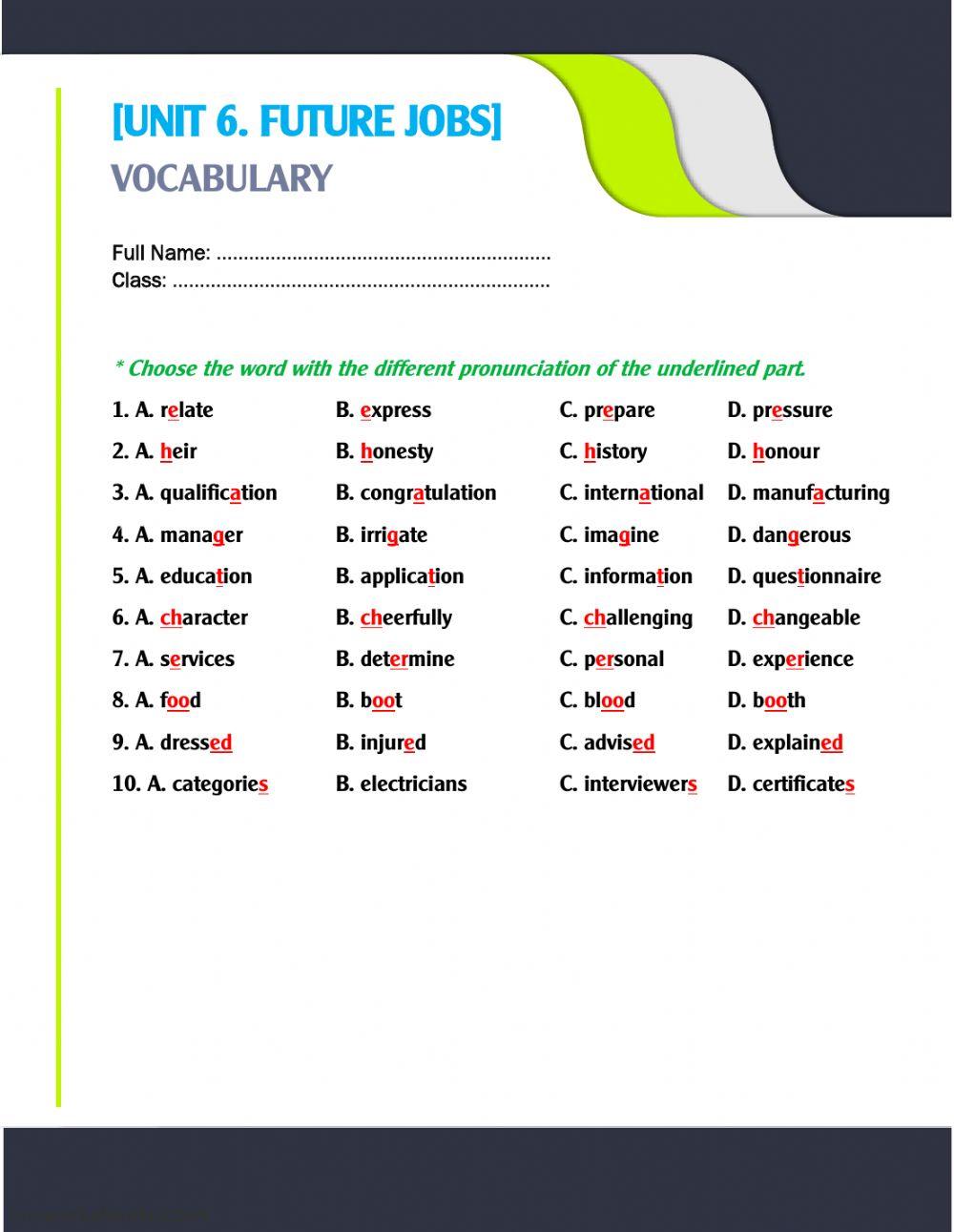 Unit 6. Pronunciation