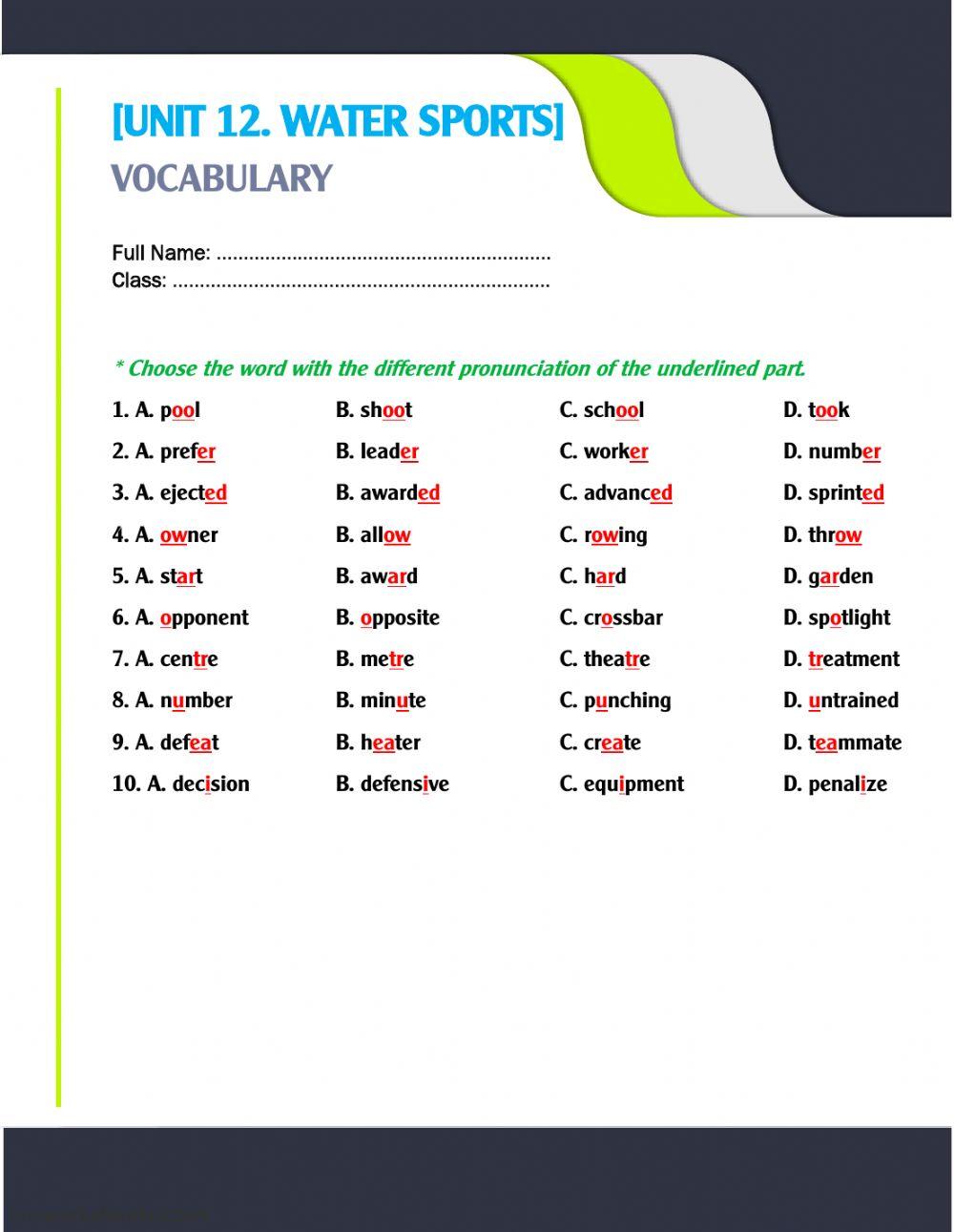 Unit 12. pronunciation