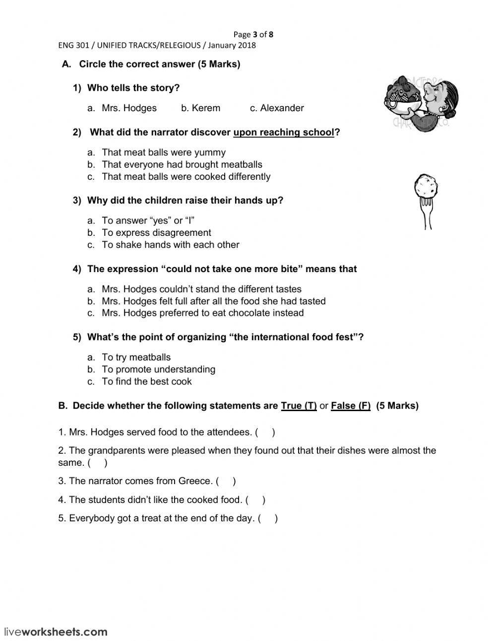 Eng. 301 Final Exam 2017-2018